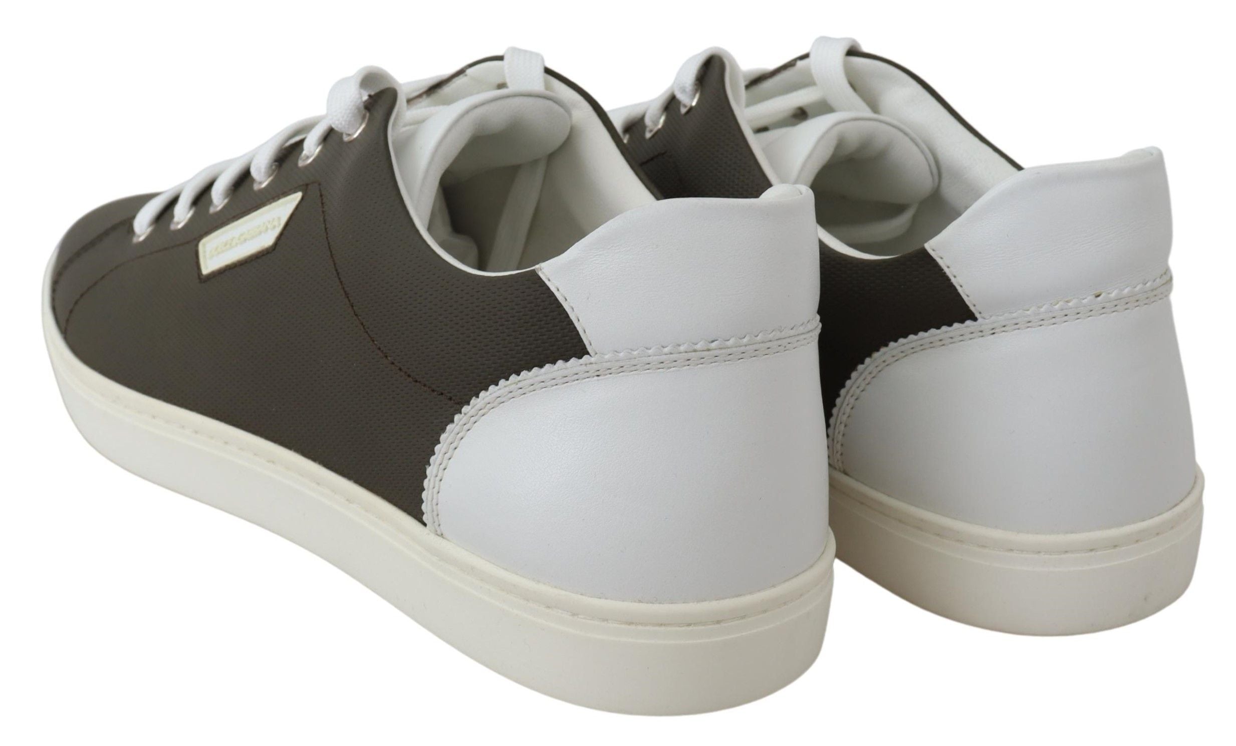 Sleek White Leather Low Top Sneakers - ventzia