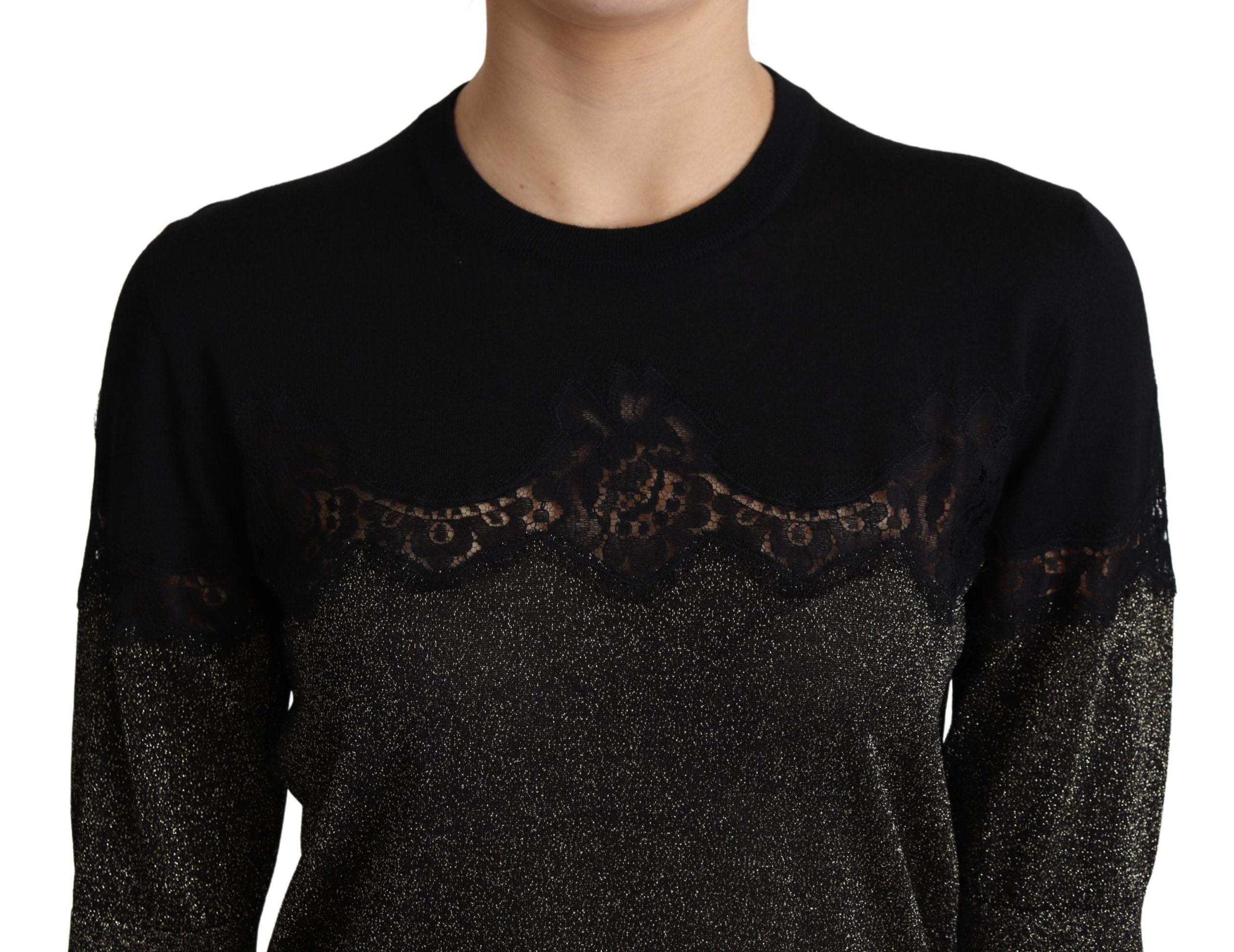 Elegant Lurex Threaded Jersey Lace Blouse - ventzia