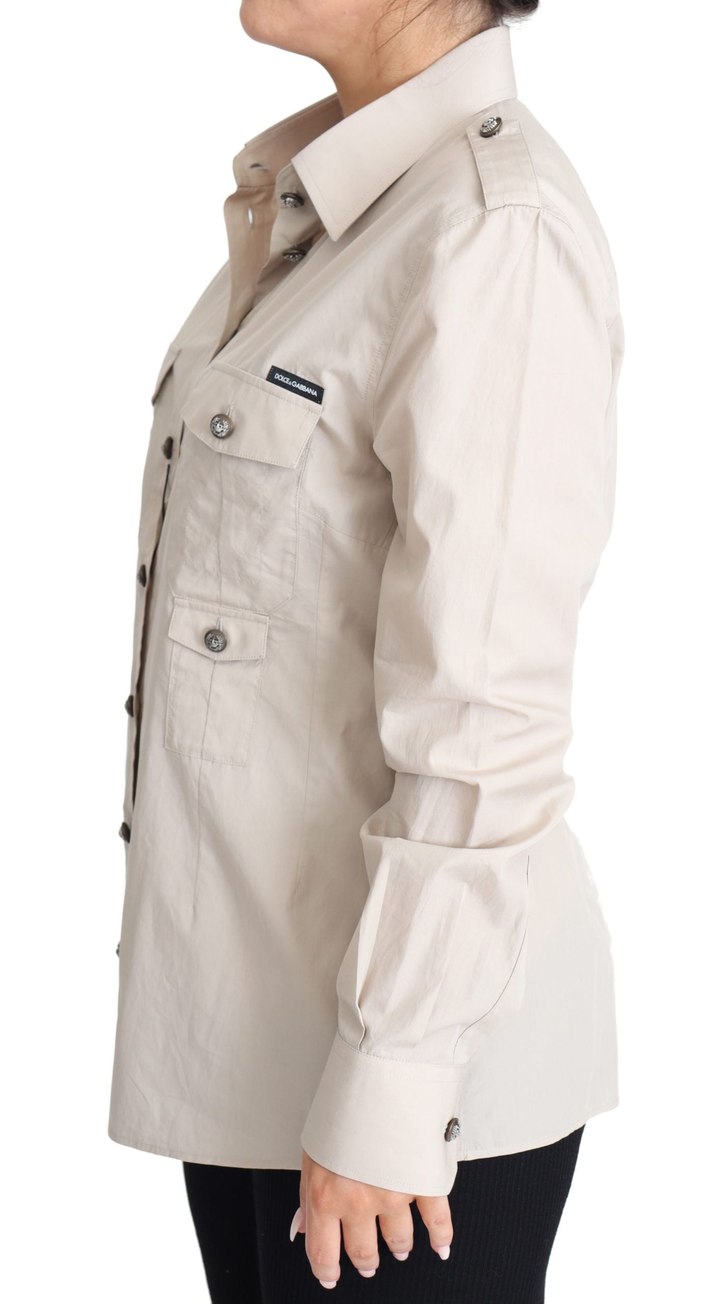 Elegant Beige Cotton Safari Shirt - ventzia