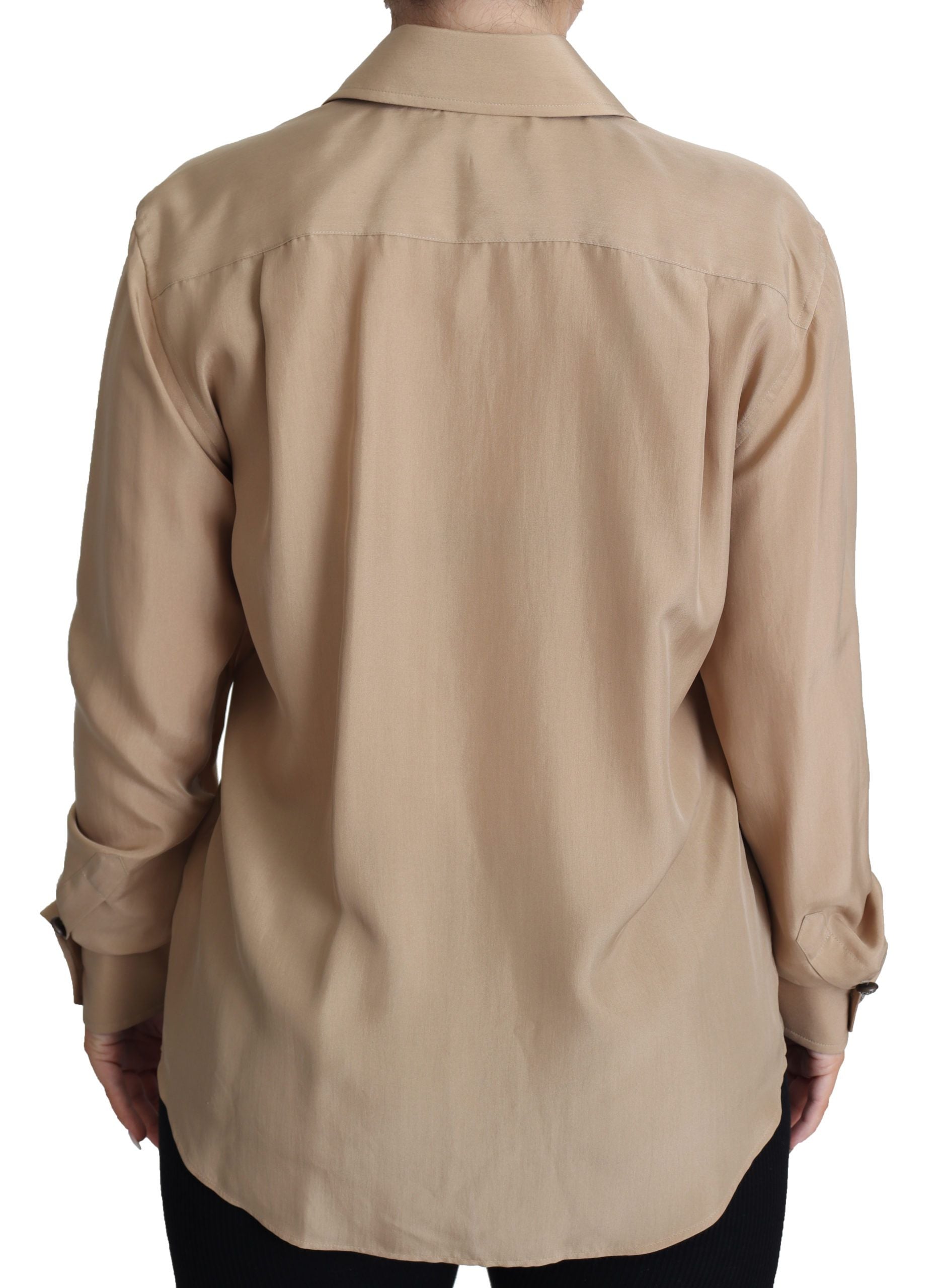 Elegant Beige Silk Shirt - ventzia