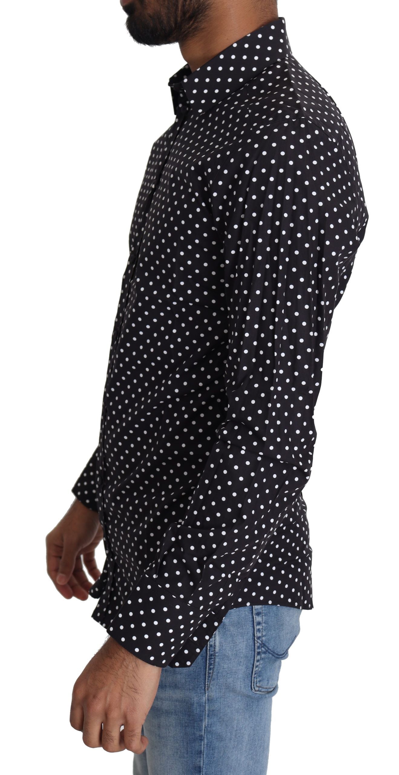Elegant Polka Dot Men's Long Sleeve Shirt - ventzia