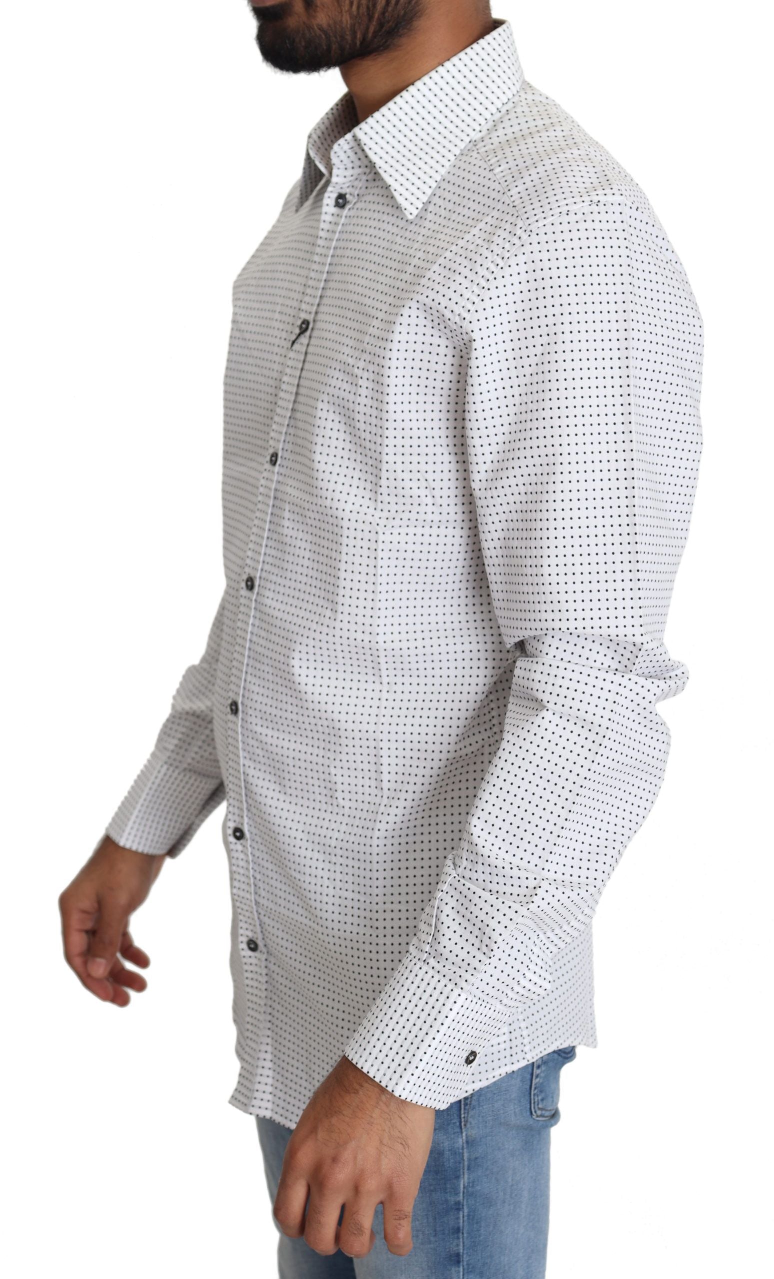 Elegant Slim Fit Polka Dot Dress Shirt - ventzia