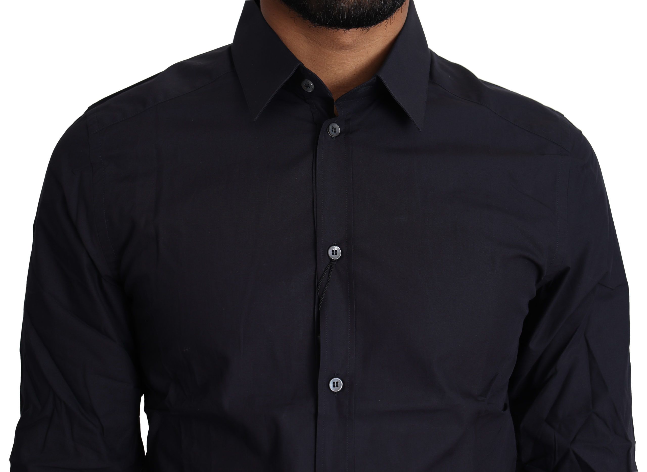 Navy Blue Slim Fit Gold Series Dress Shirt - ventzia