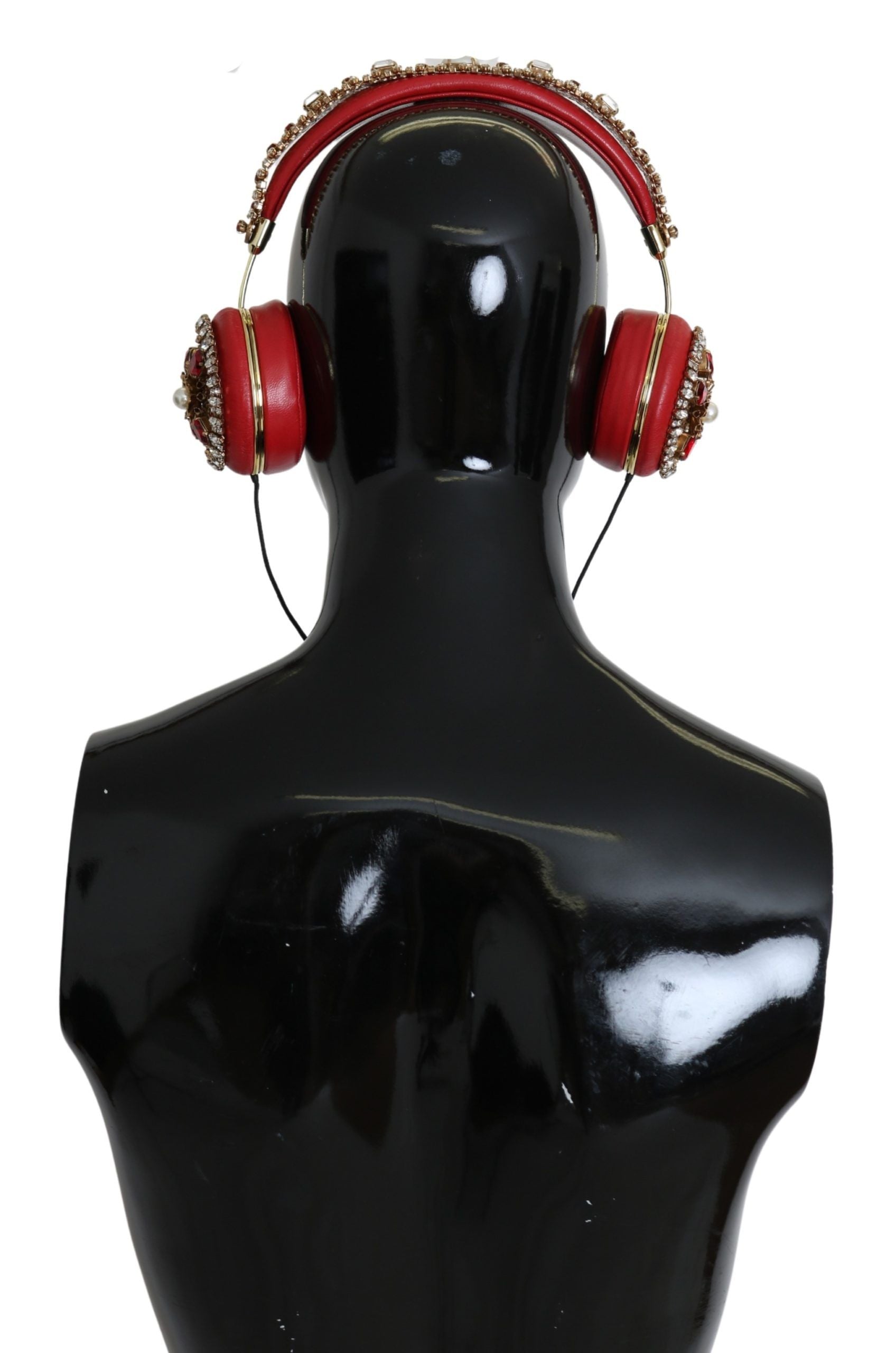 Exquisite Red Crystal Leather Headphones - ventzia