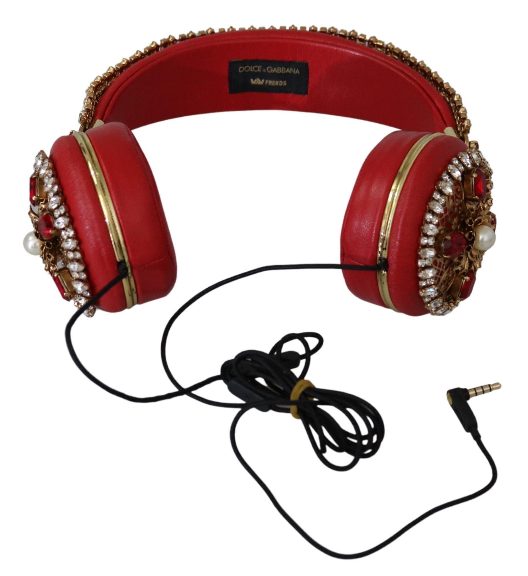 Exquisite Red Crystal Leather Headphones - ventzia