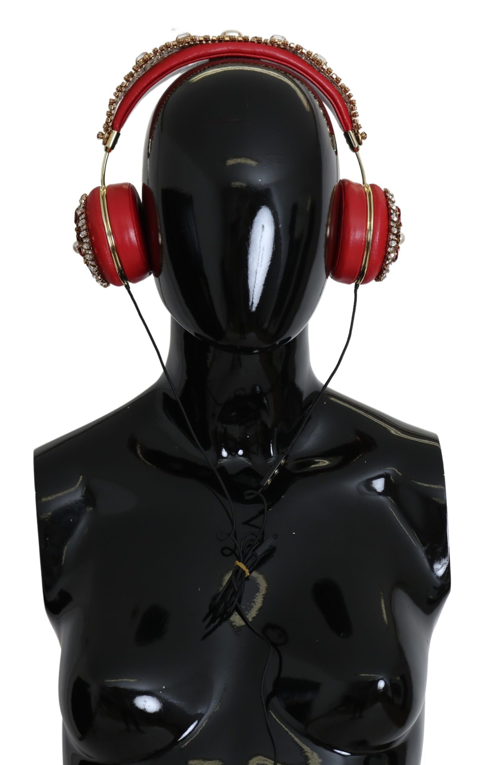 Exquisite Red Crystal Leather Headphones - ventzia