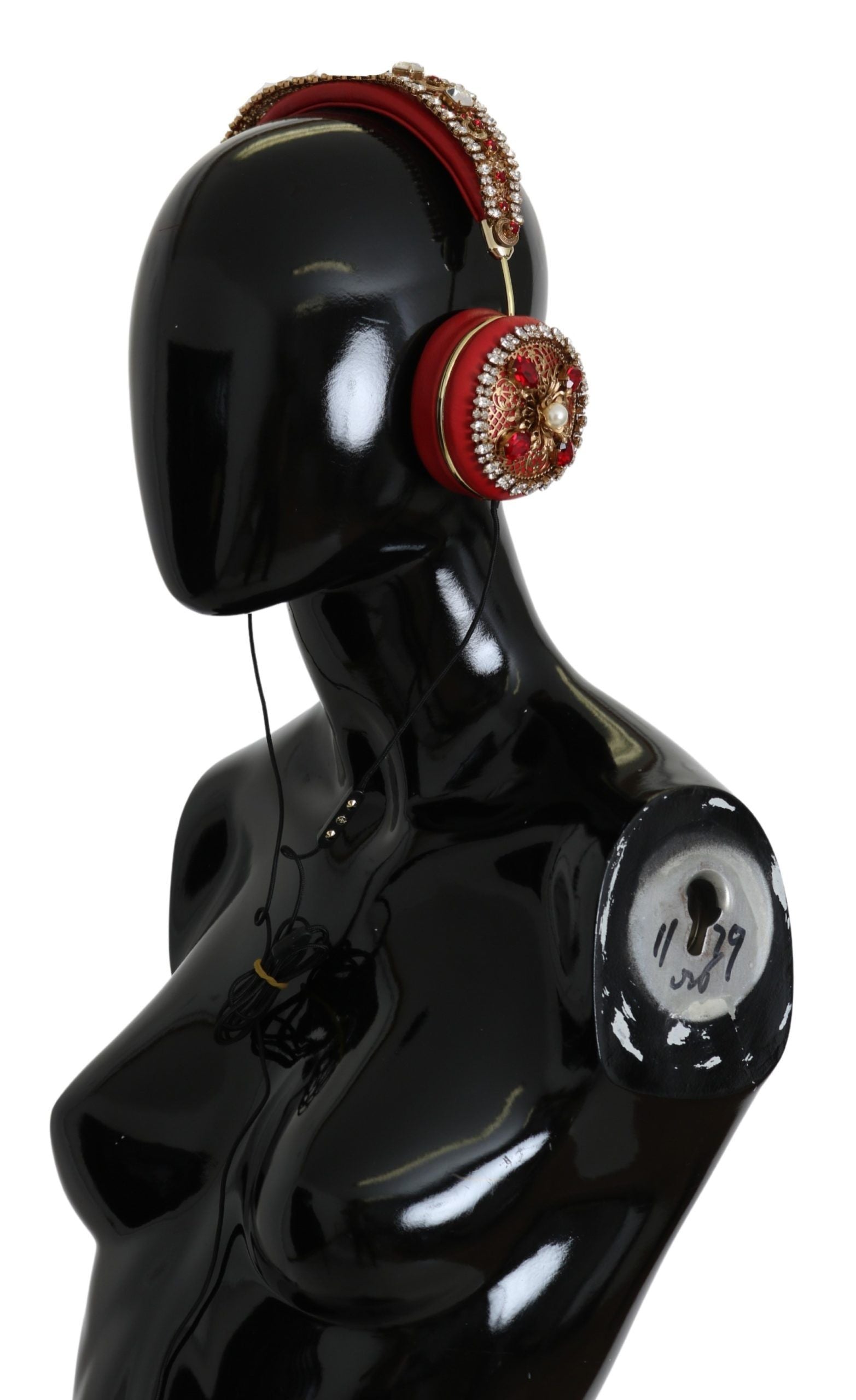 Exquisite Red Crystal Leather Headphones - ventzia