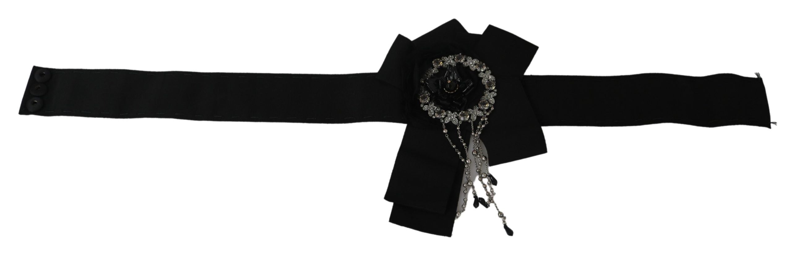 Elegant Black Crystal Waist Belt - ventzia