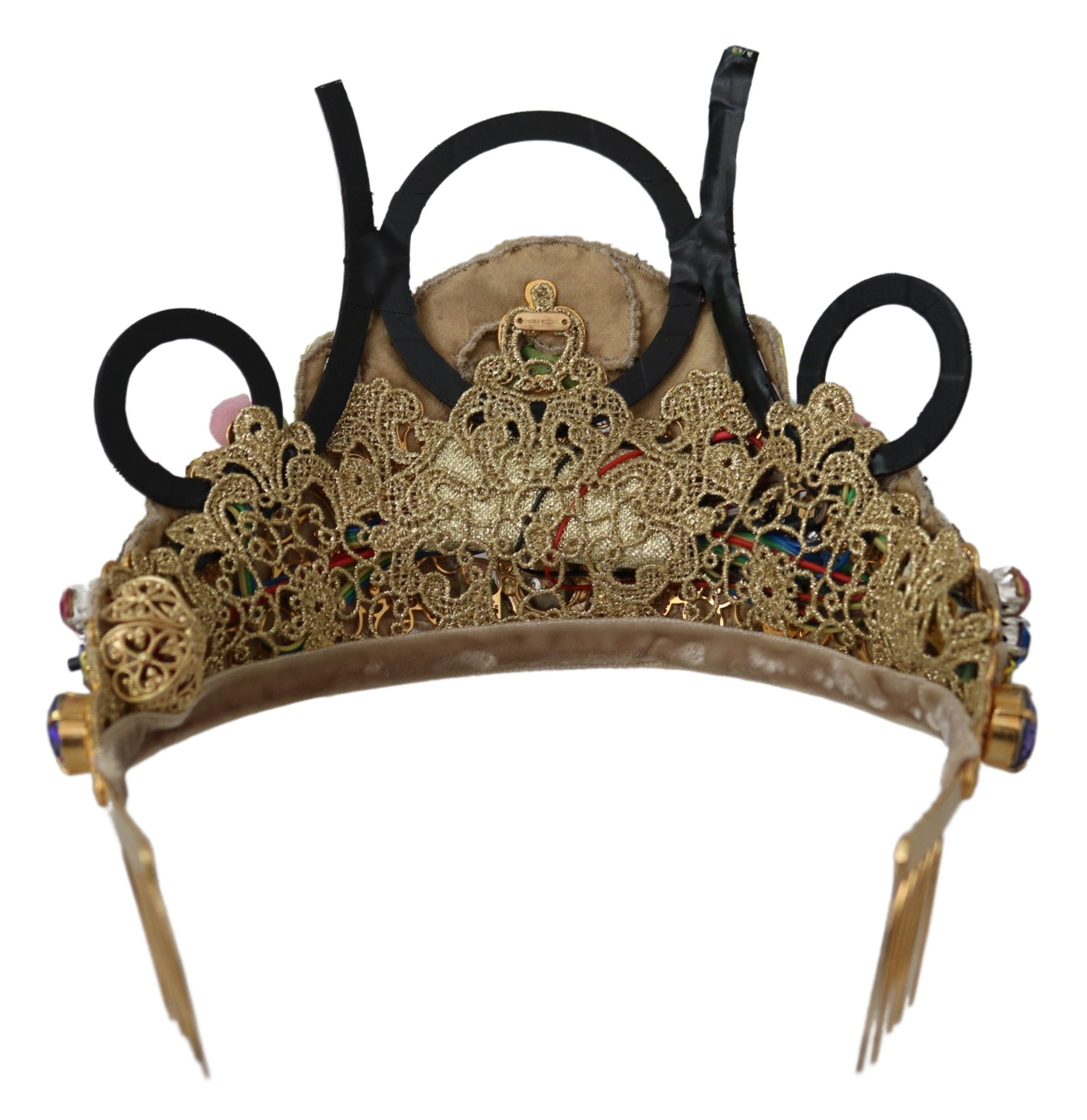 Stunning Crystal Diadem Tiara - Gold Multicolor - ventzia