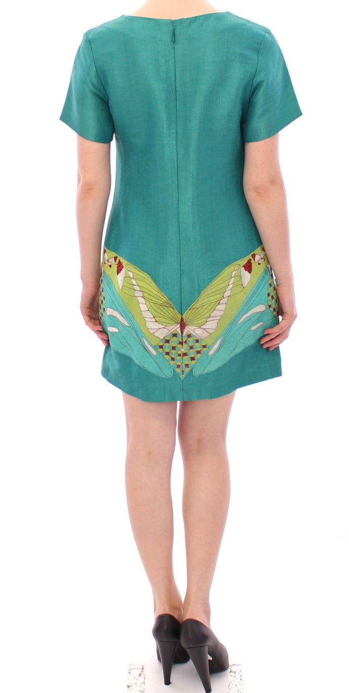 Elegant Embroidered Green Mini Dress - ventzia
