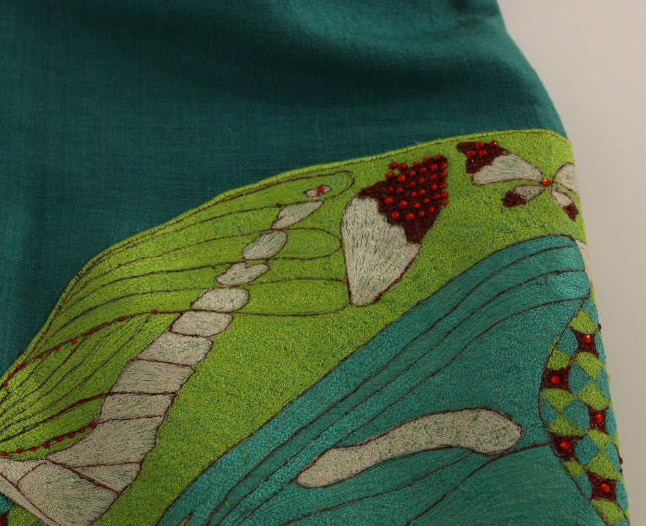 Elegant Embroidered Green Mini Dress - ventzia