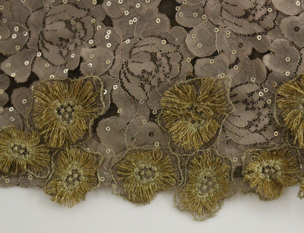 Exquisite Gold Lace Maxi Dress with Crystals - ventzia