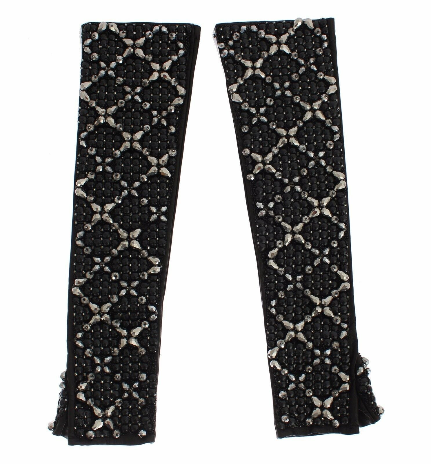 Elegant Crystal Beaded Leather Gloves - ventzia