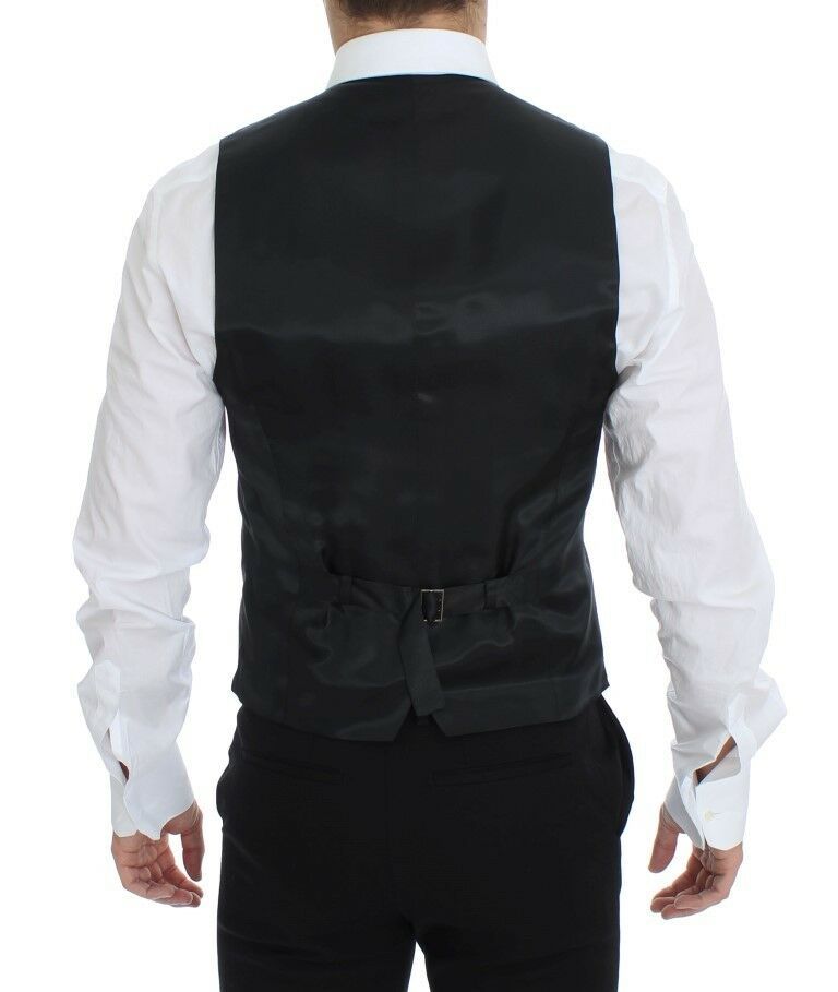 Elegant Gray Wool Blend Dress Vest - ventzia