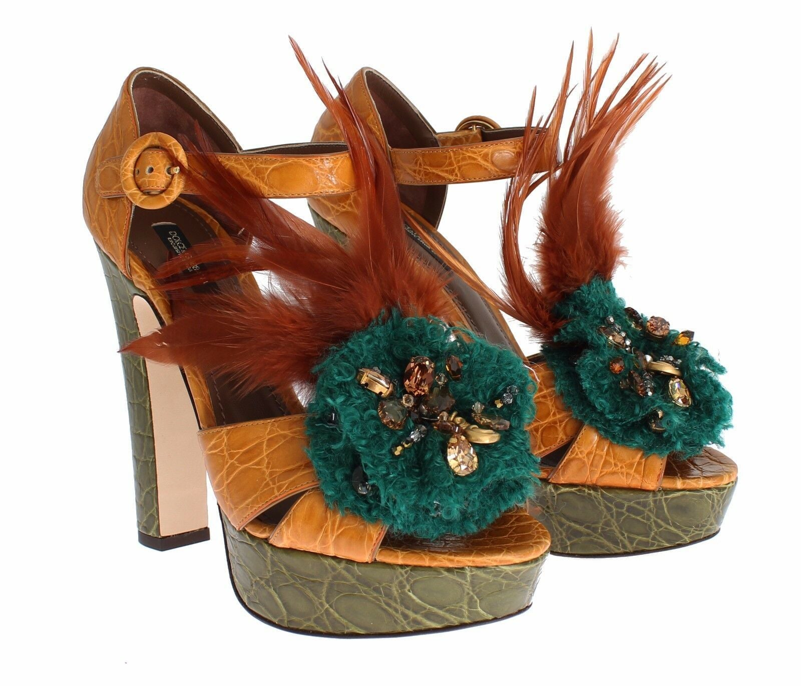 Multicolor Crystal Ankle Strap Platform Sandals - ventzia
