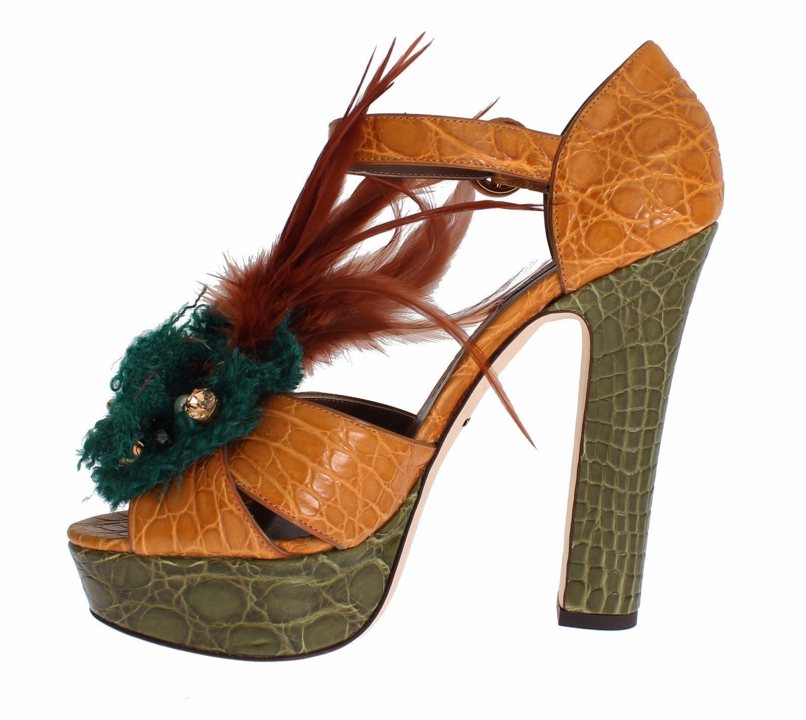 Multicolor Crystal Ankle Strap Platform Sandals - ventzia