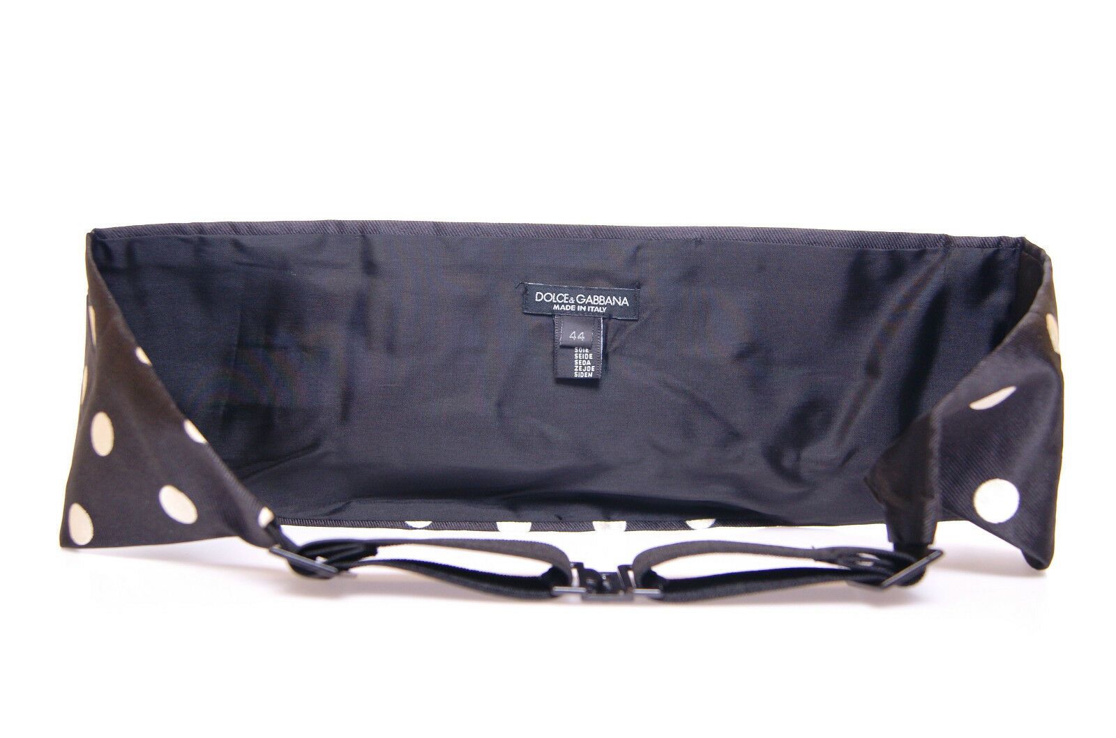 Elegant Silk Black Polka Dot Cummerbund - ventzia