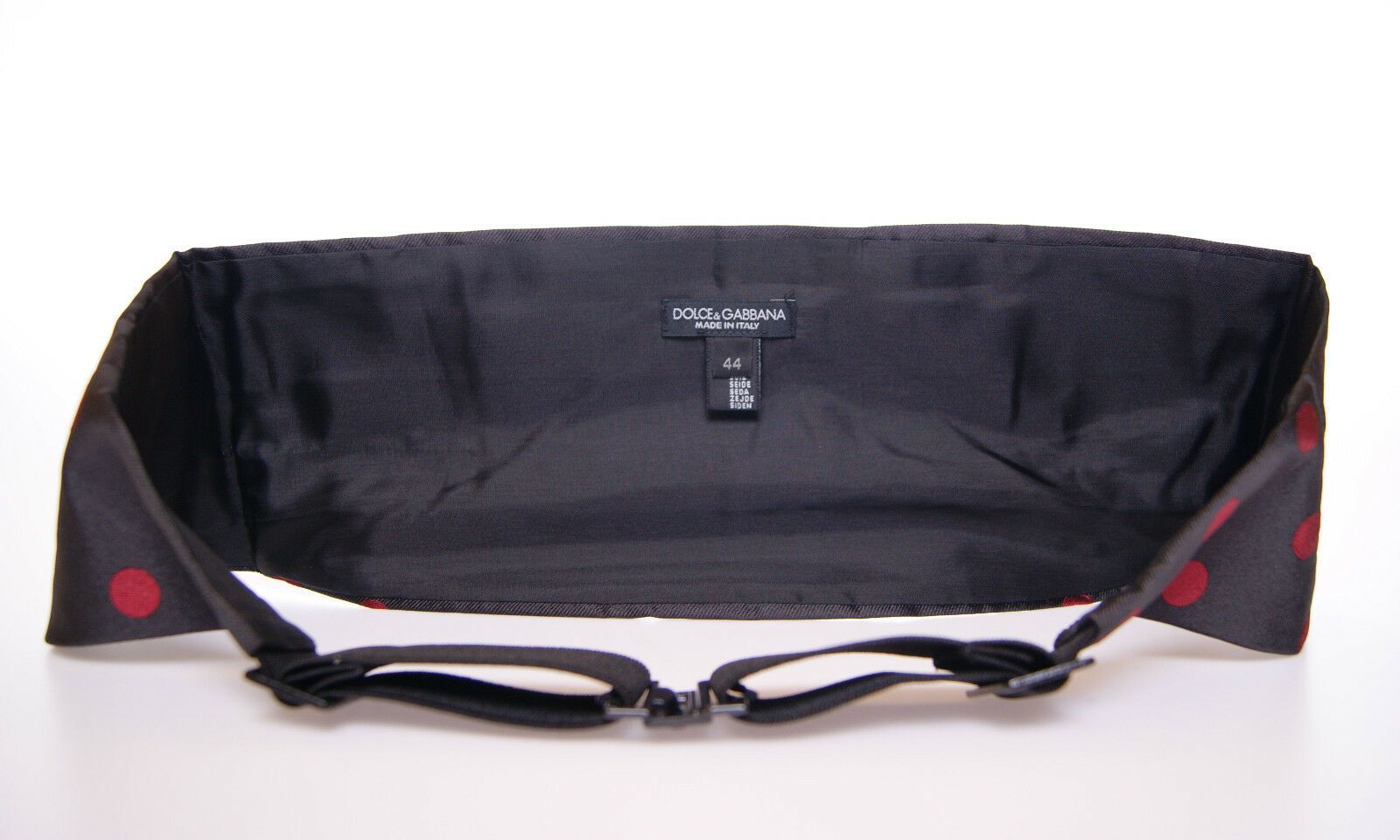 Exquisite Black Silk Cummerbund with Red Polka Dots - ventzia