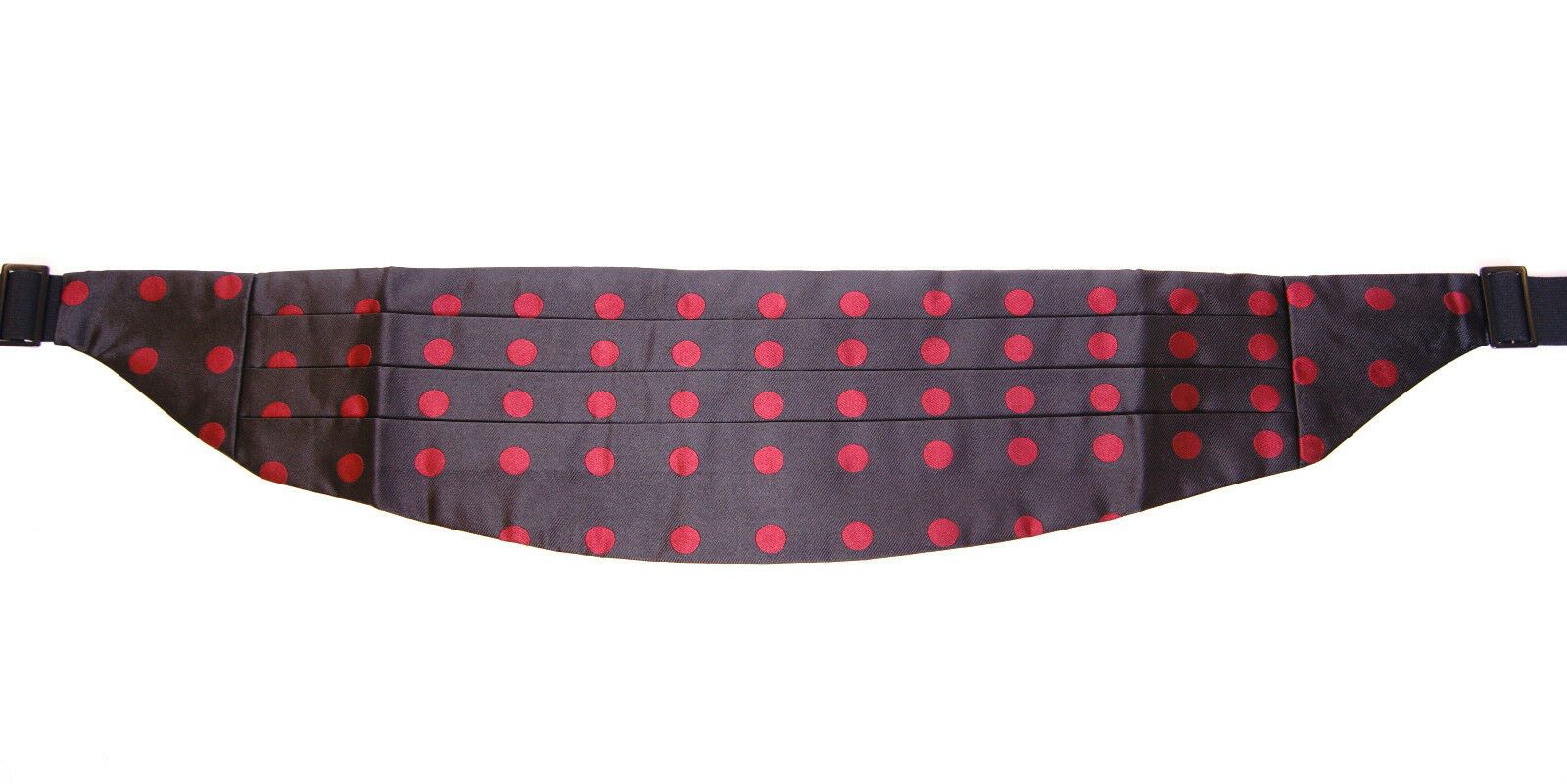 Exquisite Black Silk Cummerbund with Red Polka Dots - ventzia