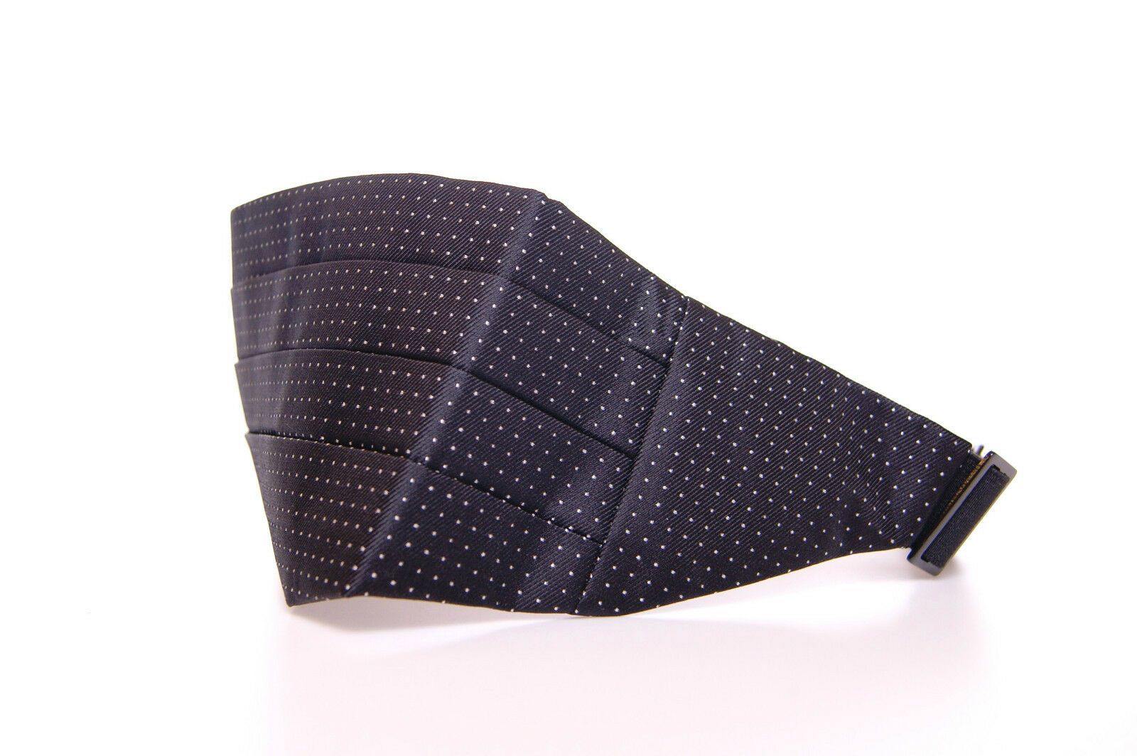 Elegant Black Silk Cummerbund with Polka Dots - ventzia