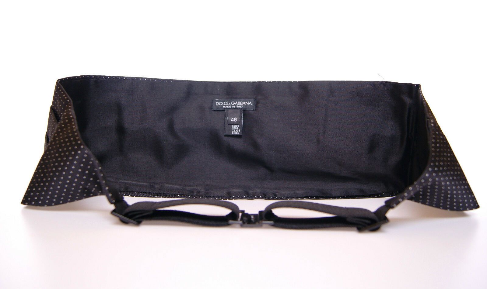 Elegant Black Silk Cummerbund with Polka Dots - ventzia