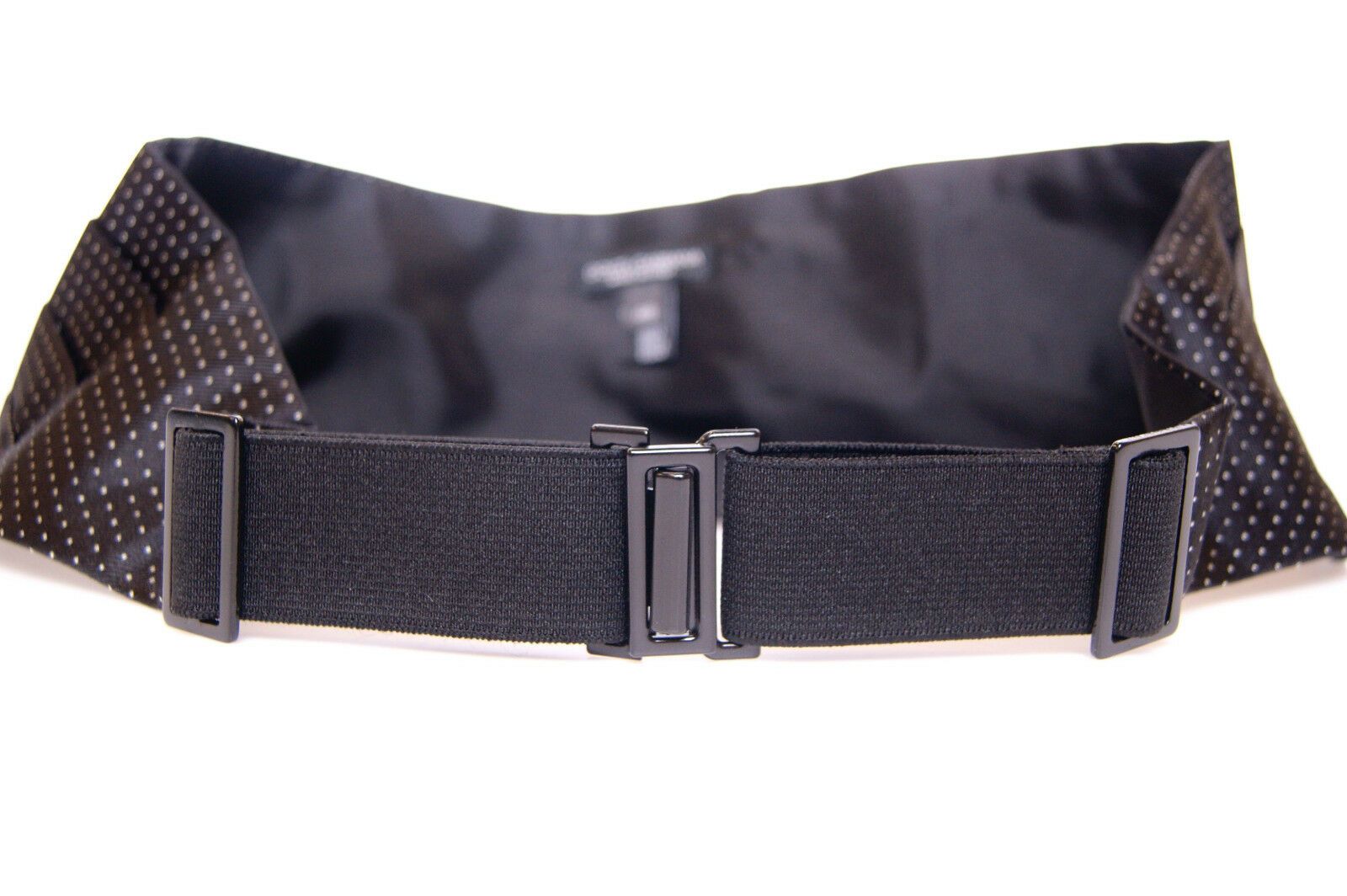 Elegant Black Silk Cummerbund with Polka Dots - ventzia