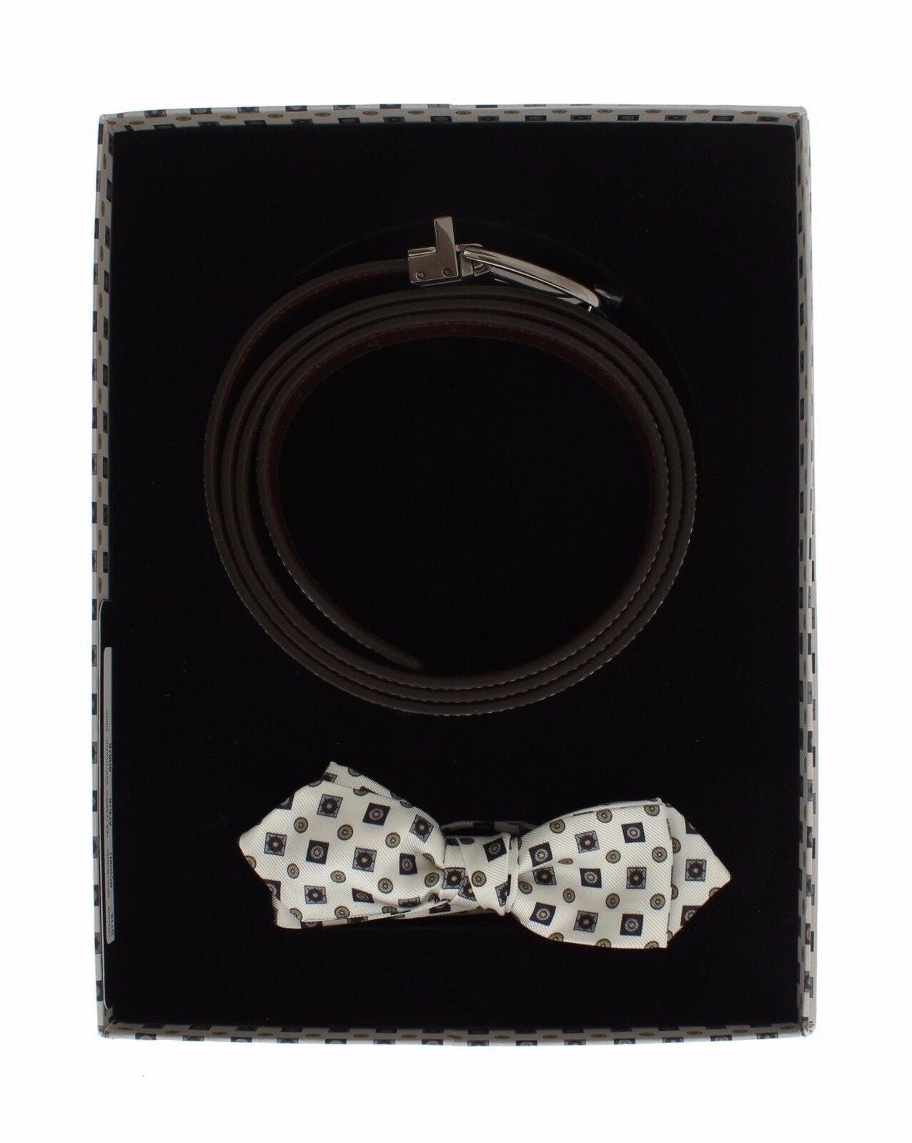 Elegant Baroque Silk Tie & Leather Belt Set - ventzia