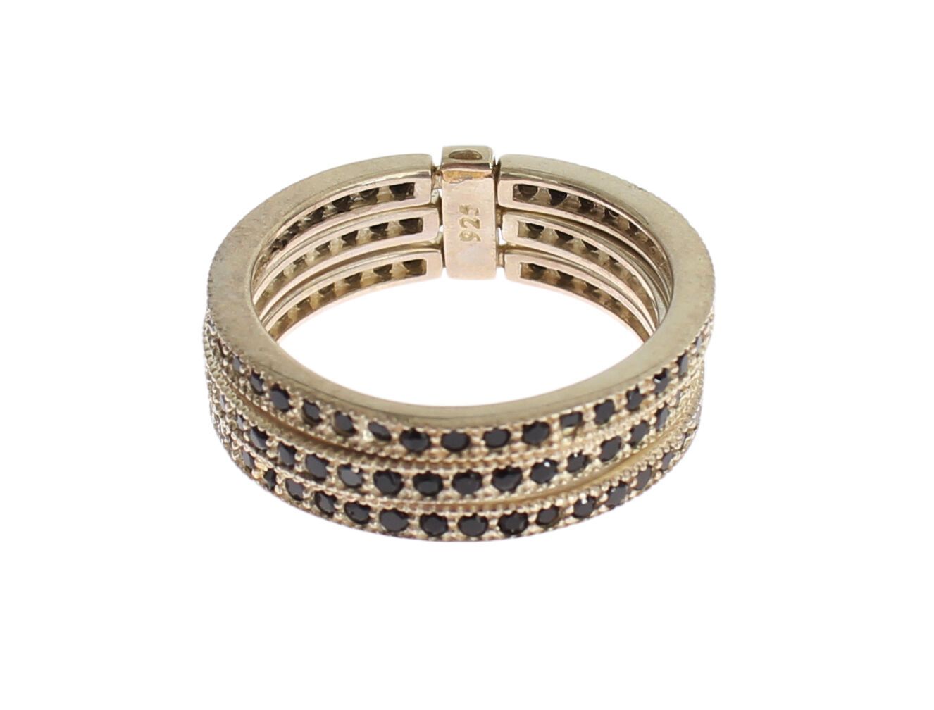 Chic Silver & Black CZ Crystal Ring - ventzia