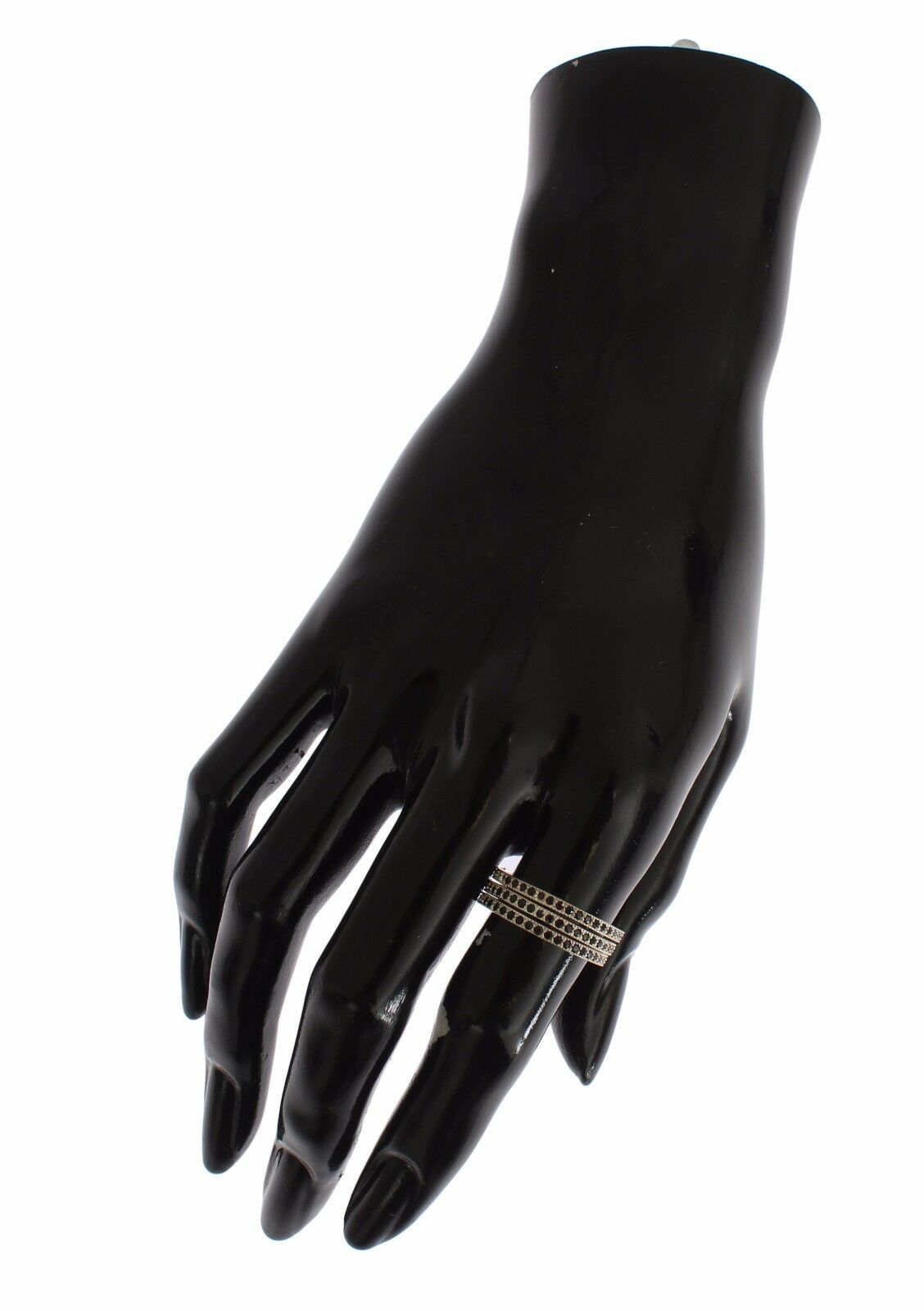 Chic Silver & Black CZ Crystal Ring - ventzia