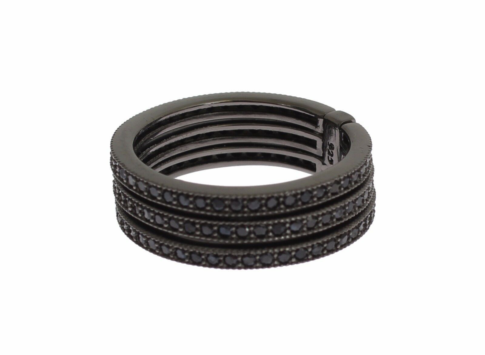 Elegant Black Rhodium Silver Crystal Ring - ventzia