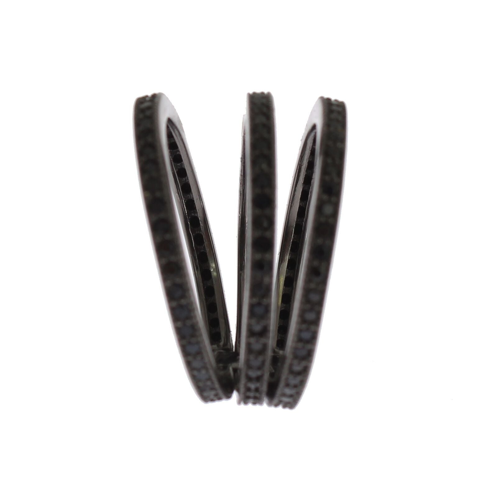 Elegant Black Rhodium Silver Crystal Ring - ventzia