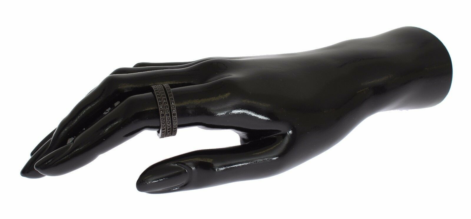 Elegant Black Rhodium Silver Crystal Ring - ventzia