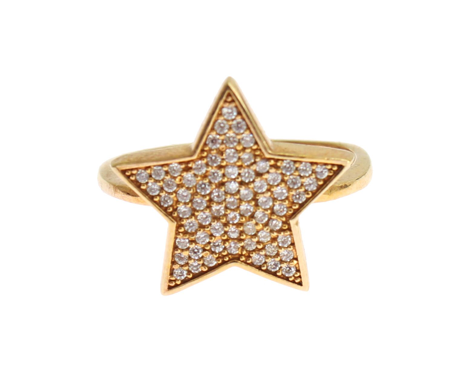 Elegant Gold-Plated Sterling Silver Ring with CZ Crystals - ventzia