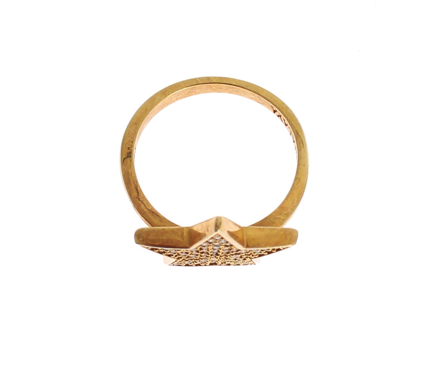 Elegant Gold-Plated Sterling Silver Ring with CZ Crystals - ventzia