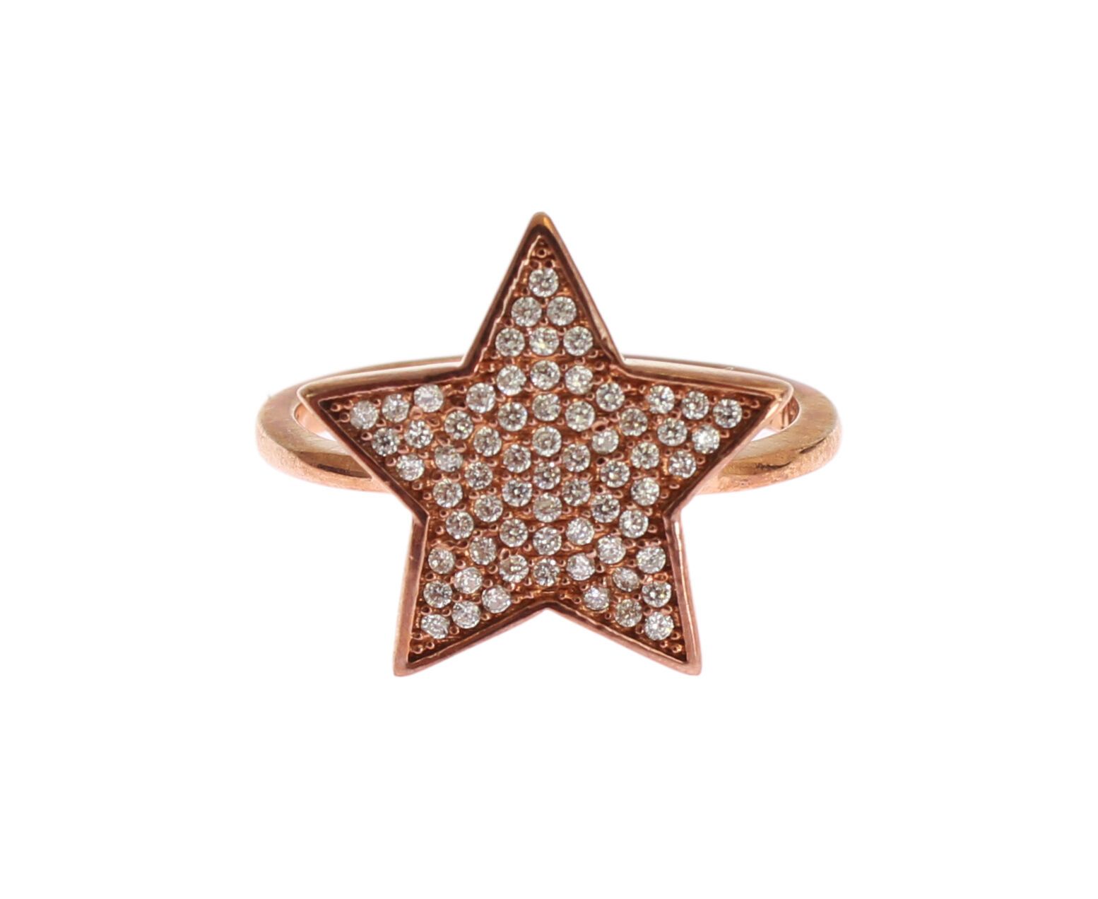 Dazzling Pink Gold Plated Sterling Silver CZ Ring - ventzia