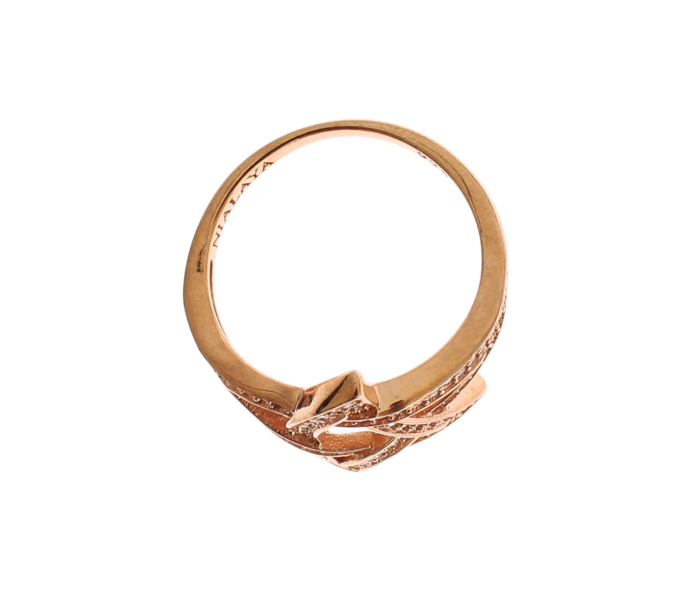 Pink Gold Plated Silver CZ Crystal Ring - ventzia