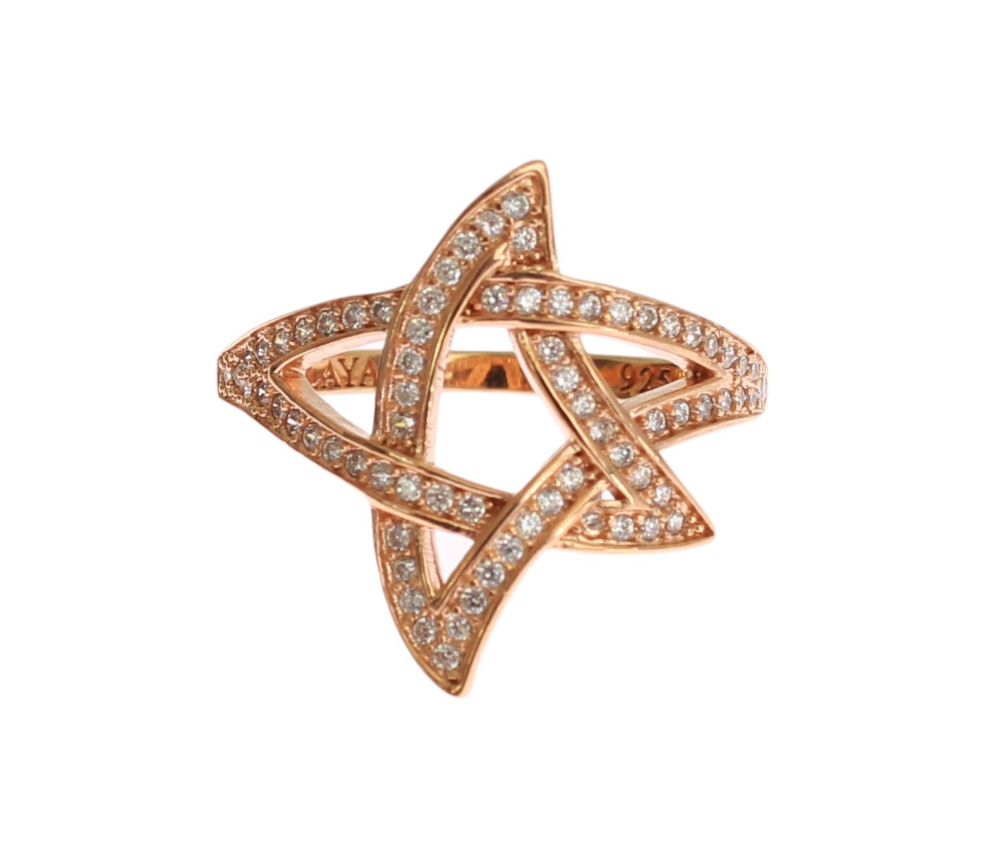 Pink Gold Plated Silver CZ Crystal Ring - ventzia