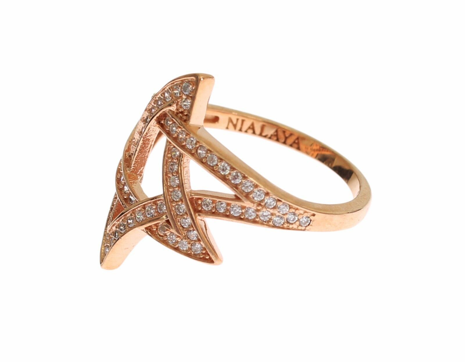 Pink Gold Plated Silver CZ Crystal Ring - ventzia