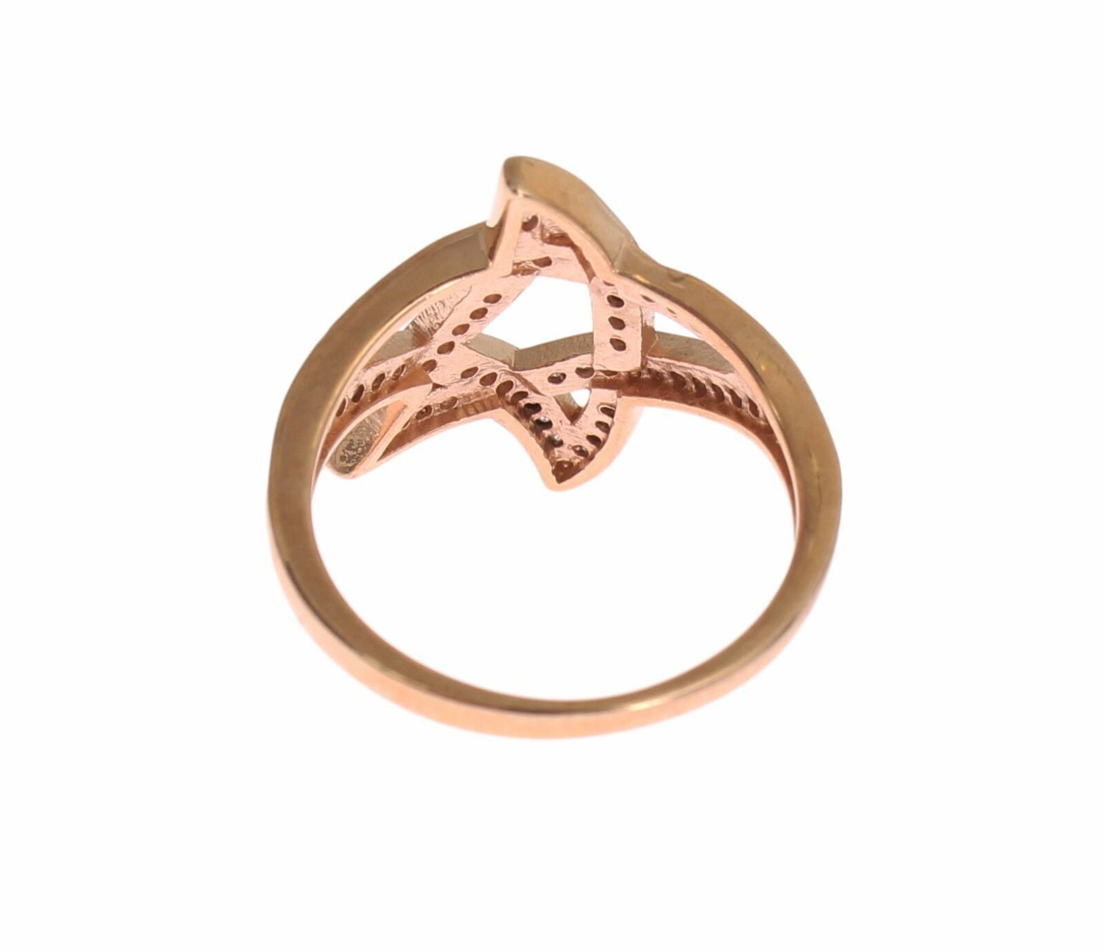 Pink Gold Plated Silver CZ Crystal Ring - ventzia