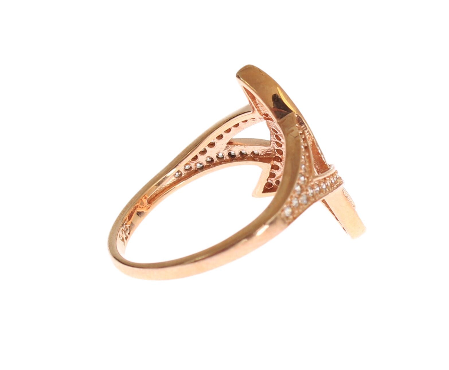 Pink Gold Plated Silver CZ Crystal Ring - ventzia