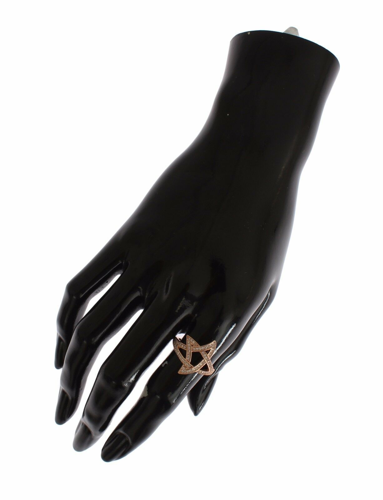 Pink Gold Plated Silver CZ Crystal Ring - ventzia