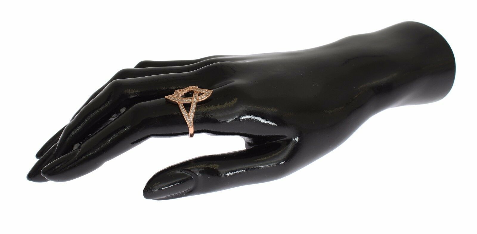 Pink Gold Plated Silver CZ Crystal Ring - ventzia