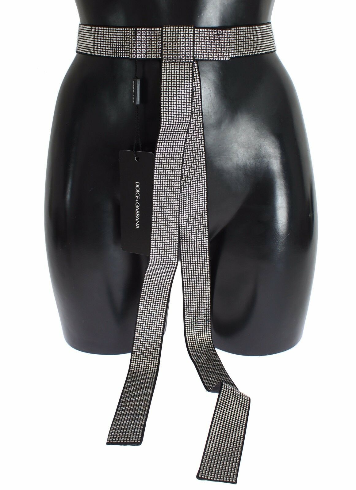 Black Silk Crystal Bow Waist Belt Elegance - ventzia