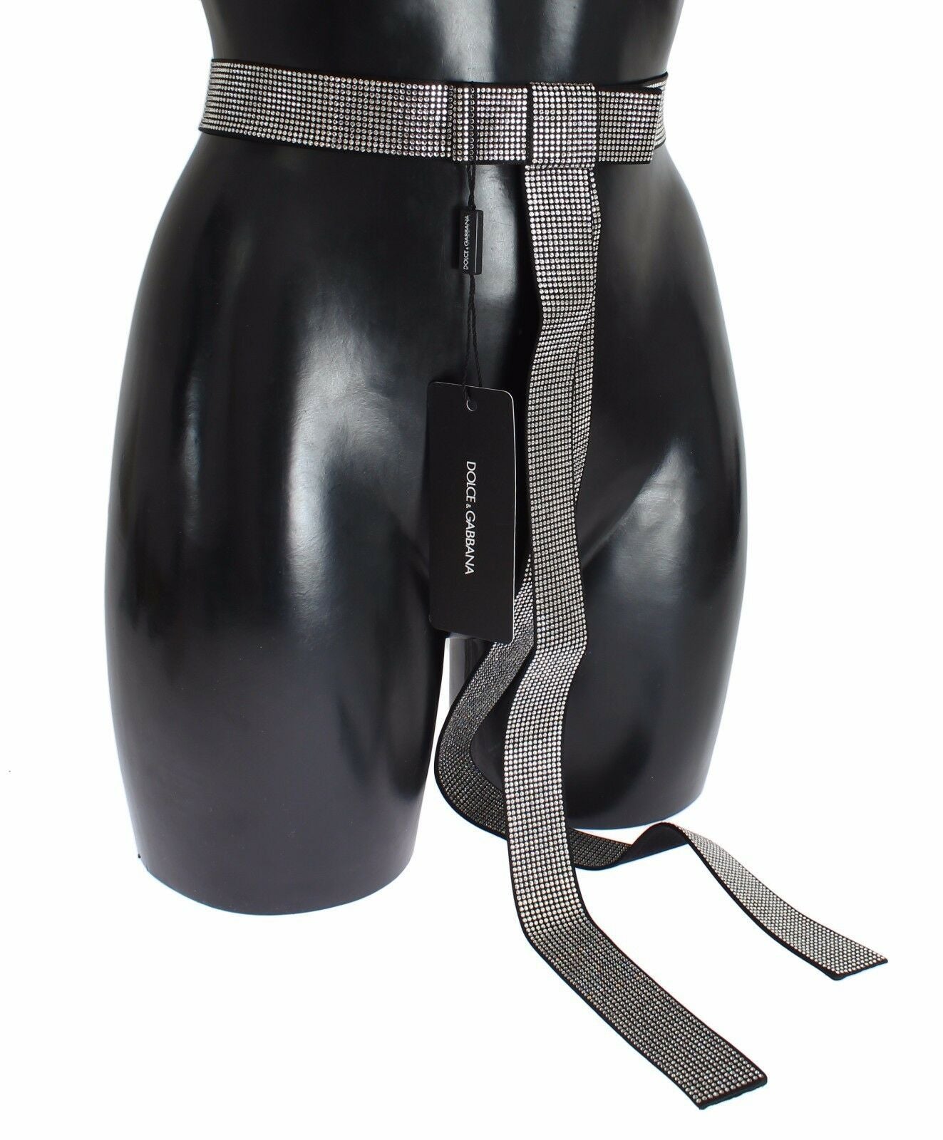 Black Silk Crystal Bow Waist Belt Elegance - ventzia