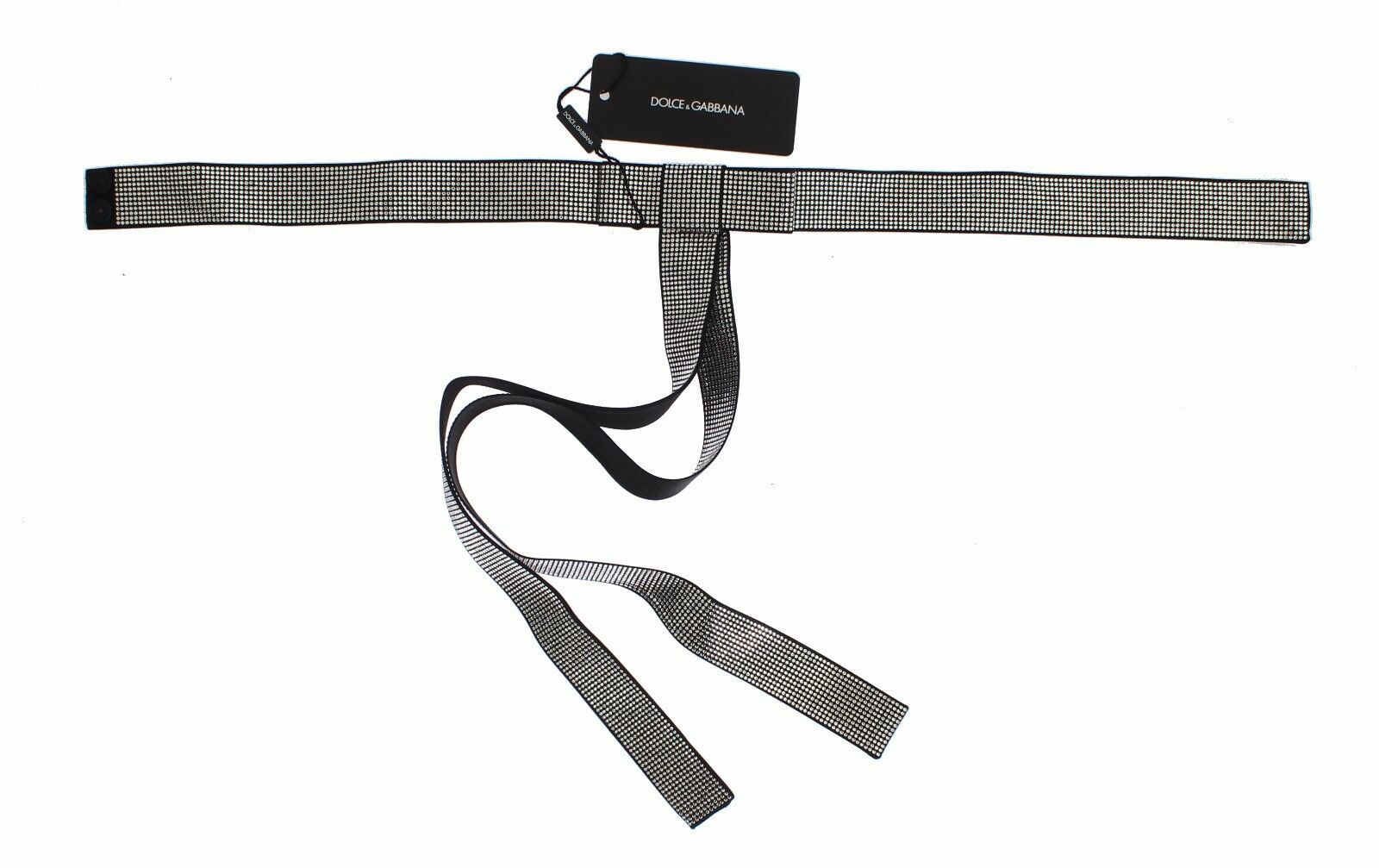Black Silk Crystal Bow Waist Belt Elegance - ventzia