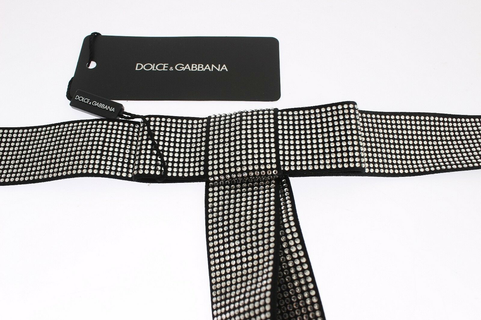 Black Silk Crystal Bow Waist Belt Elegance - ventzia