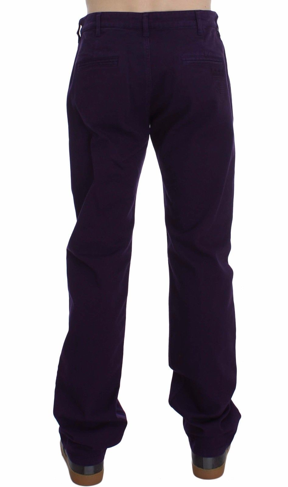 Purple Cotton Stretch Slim Chinos - ventzia