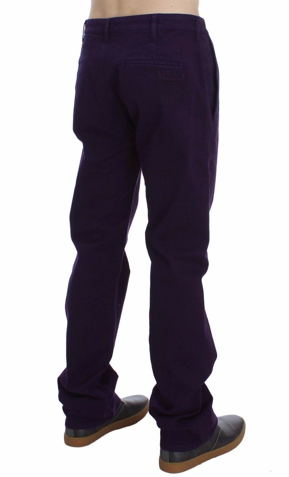 Purple Cotton Stretch Slim Chinos - ventzia
