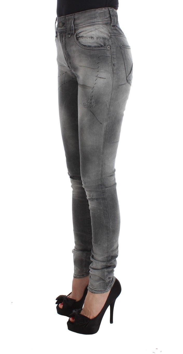 Chic Gray Slim Fit Designer Jeans - ventzia