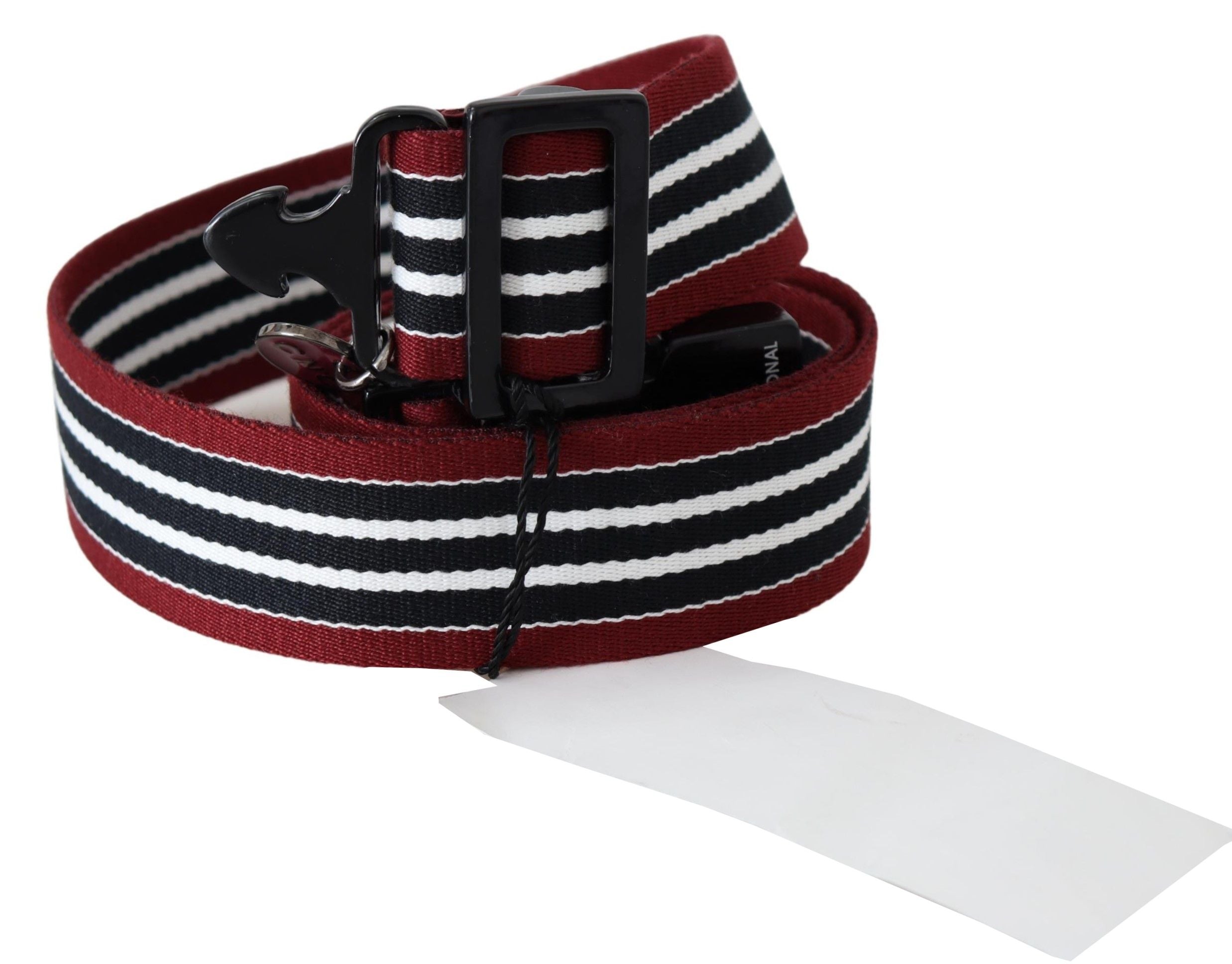 Striped Leather Fashion Belt in Black & Red - ventzia
